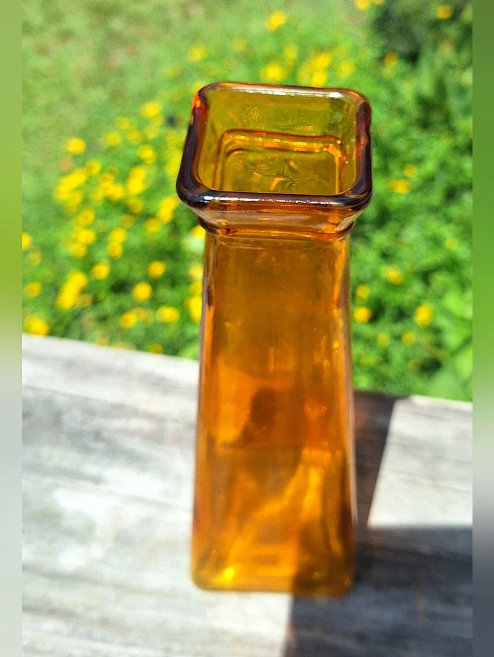 Source Unknown Amber Tapered Glass Vase
